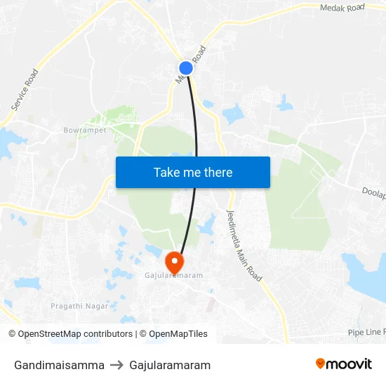 Gandimaisamma to Gajularamaram map