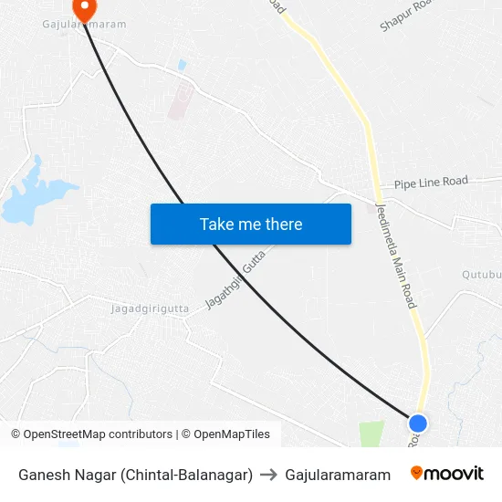 Ganesh Nagar (Chintal-Balanagar) to Gajularamaram map