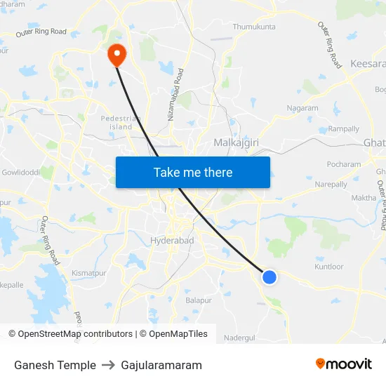 Ganesh Temple to Gajularamaram map