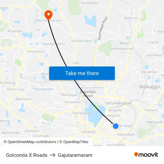 Golconda X Roads to Gajularamaram map