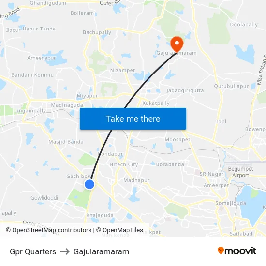 Gpr Quarters to Gajularamaram map