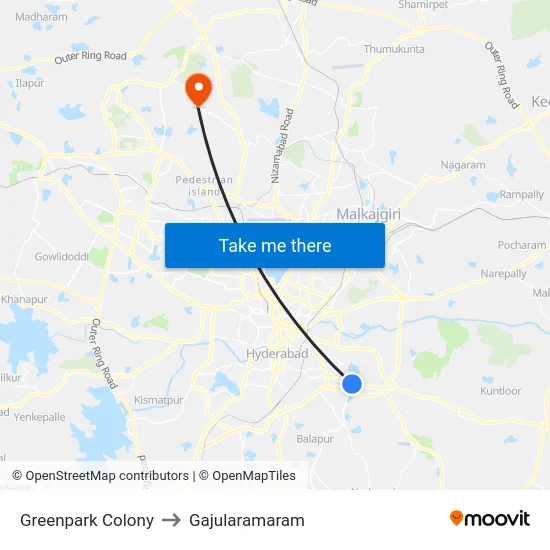 Greenpark Colony to Gajularamaram map