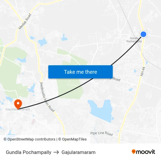 Gundla Pochampally to Gajularamaram map