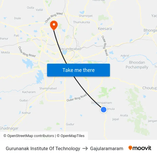 Gurunanak Institute Of Technology to Gajularamaram map
