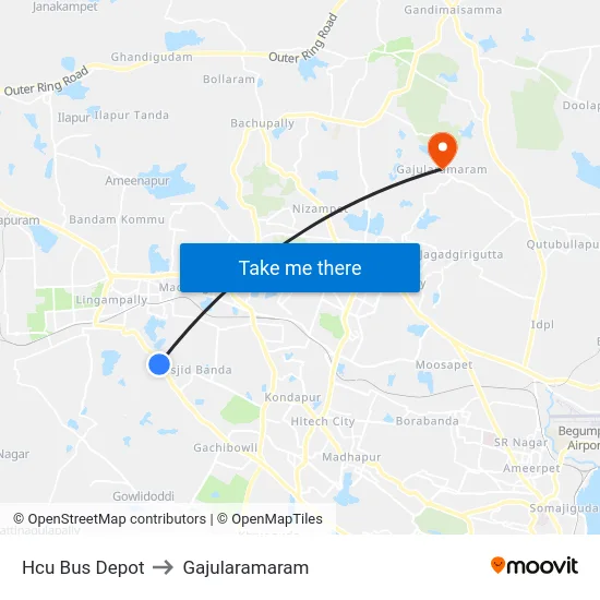 Hcu Bus Depot to Gajularamaram map