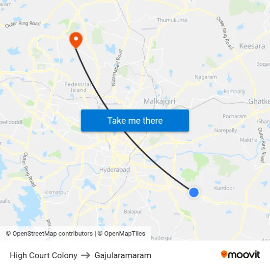 High Court Colony to Gajularamaram map
