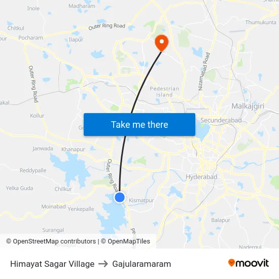 Himayat Sagar Village to Gajularamaram map