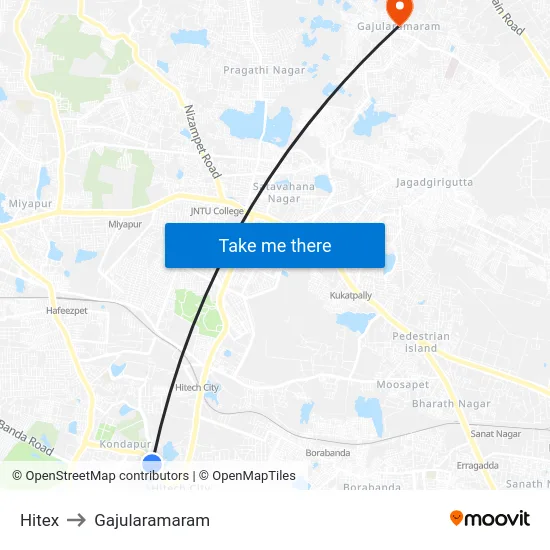 Hitex to Gajularamaram map