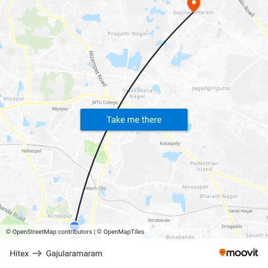 Hitex to Gajularamaram map