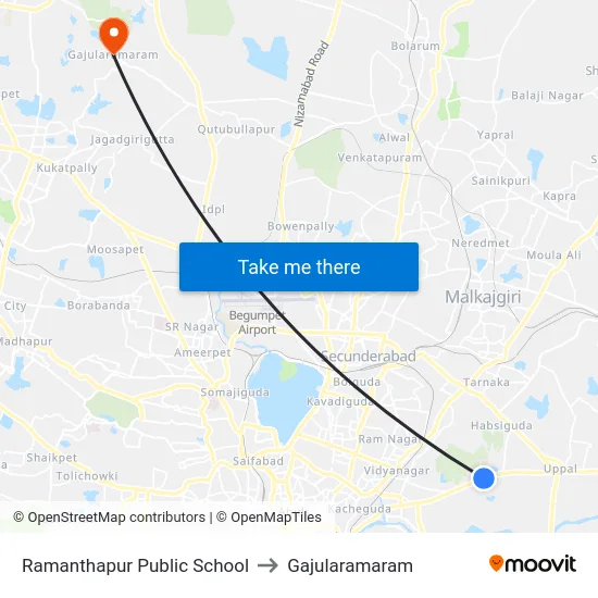 Ramanthapur Public School to Gajularamaram map