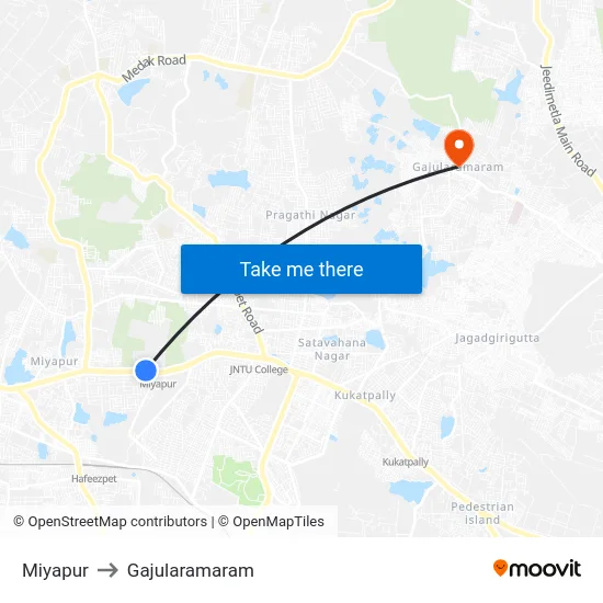 Miyapur to Gajularamaram map