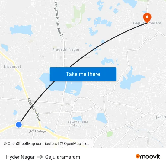 Hyder Nagar to Gajularamaram map