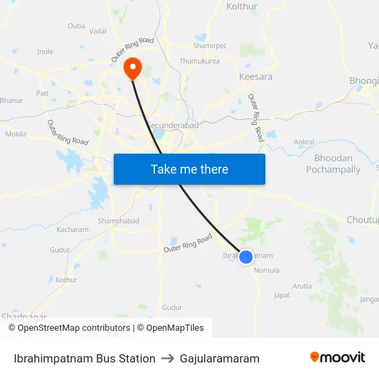 Ibrahimpatnam Bus Station to Gajularamaram map
