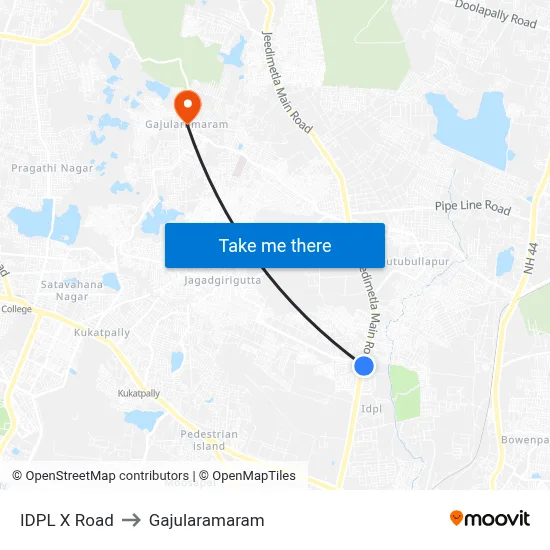 IDPL X Road to Gajularamaram map
