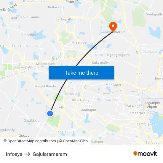 Infosys to Gajularamaram map