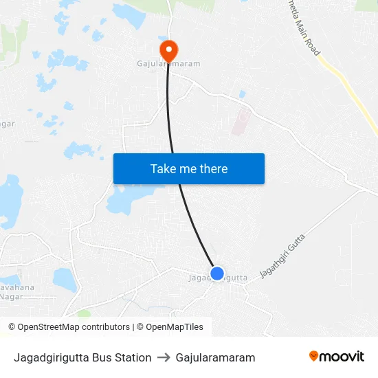 Jagadgirigutta Bus Station to Gajularamaram map