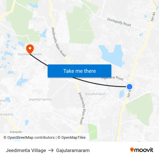 Jeedimetla Village to Gajularamaram map