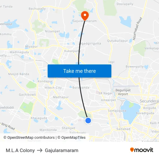 M.L.A Colony to Gajularamaram map