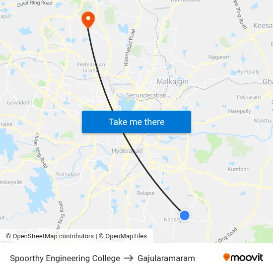Spoorthy Engineering College to Gajularamaram map