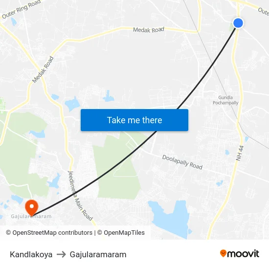 Kandlakoya to Gajularamaram map