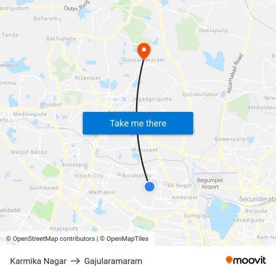 Karmika Nagar to Gajularamaram map