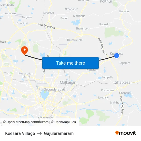Keesara Village to Gajularamaram map