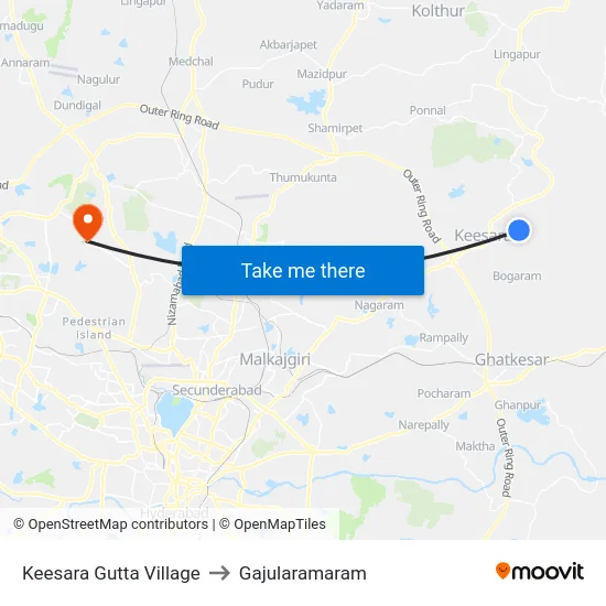 Keesara Gutta Village to Gajularamaram map