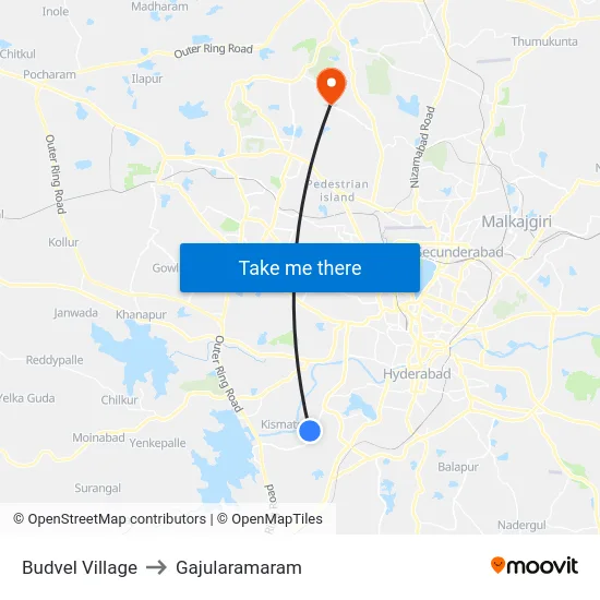 Budvel Village to Gajularamaram map