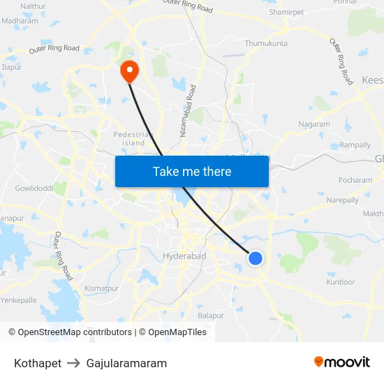 Kothapet to Gajularamaram map