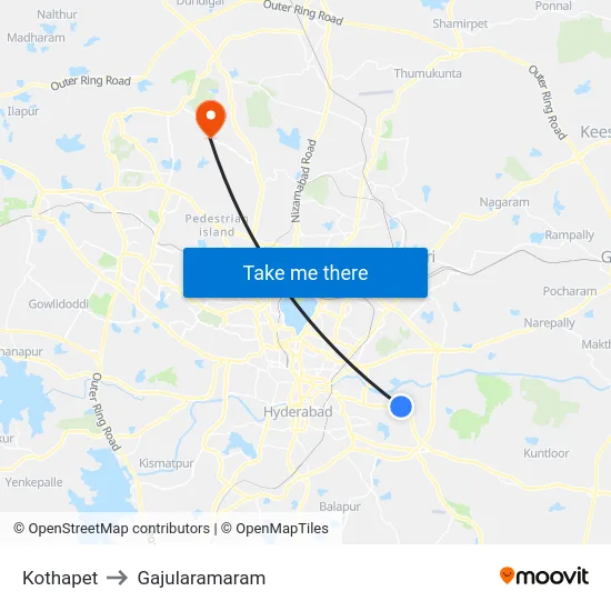 Kothapet to Gajularamaram map