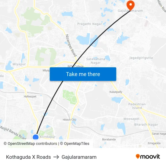Kothaguda X Roads to Gajularamaram map