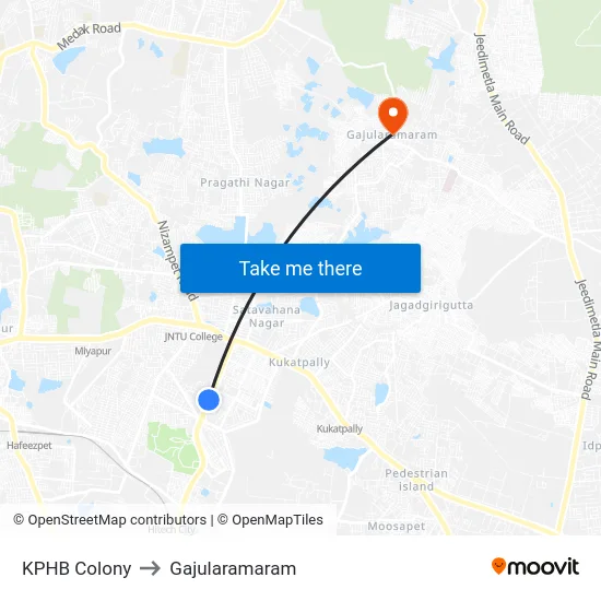 KPHB Colony to Gajularamaram map