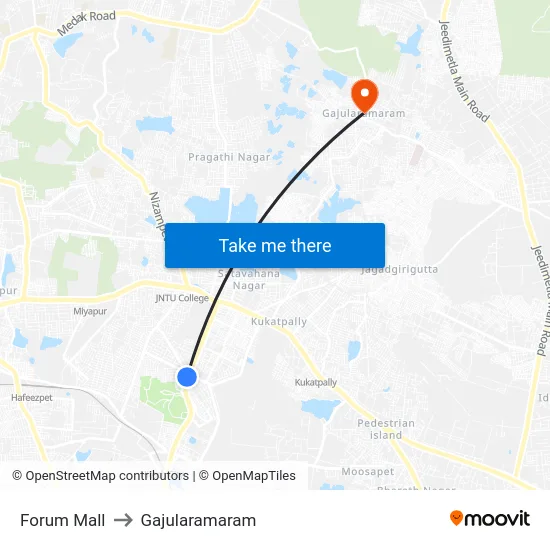 Forum Mall to Gajularamaram map