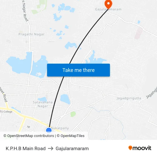K.P.H.B Main Road to Gajularamaram map