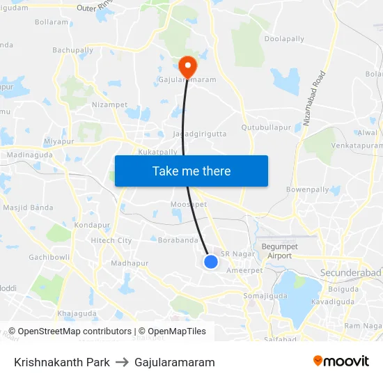 Krishnakanth Park to Gajularamaram map