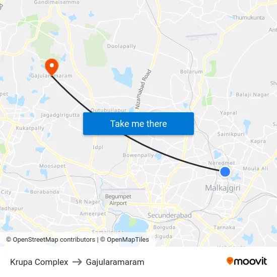 Krupa Complex to Gajularamaram map