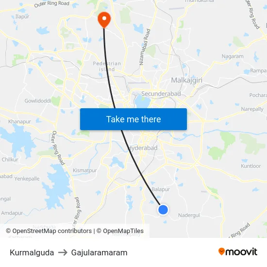 Kurmalguda to Gajularamaram map