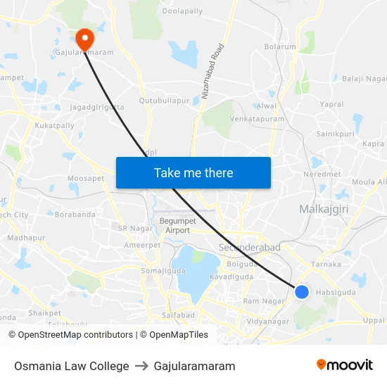 Osmania Law College to Gajularamaram map