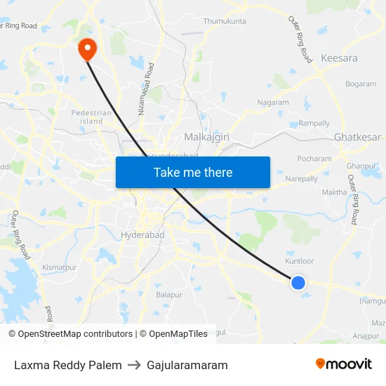 Laxma Reddy Palem to Gajularamaram map