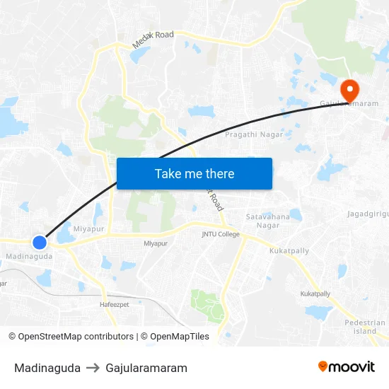 Madinaguda to Gajularamaram map