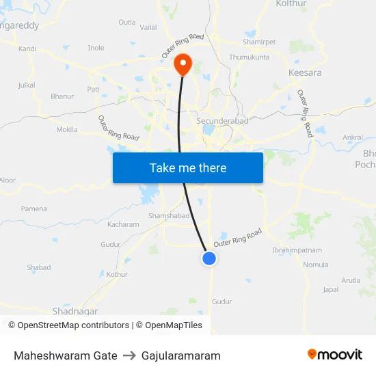 Maheshwaram Gate to Gajularamaram map