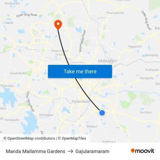 Manda Mallamma Gardens to Gajularamaram map