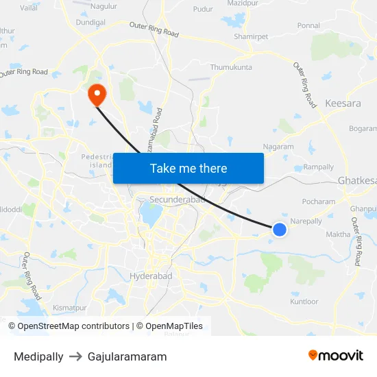 Medipally to Gajularamaram map