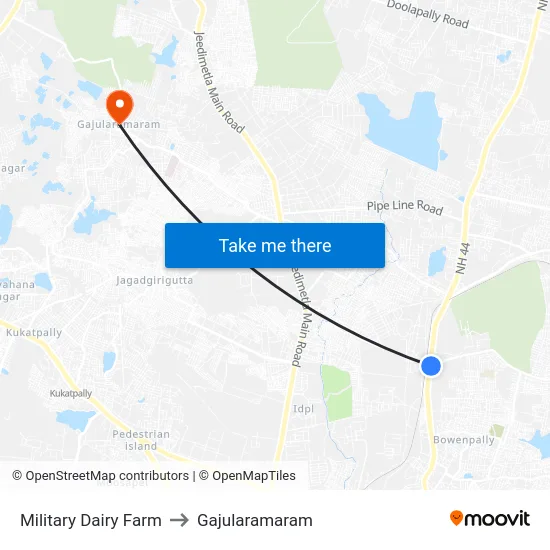Military Dairy Farm to Gajularamaram map