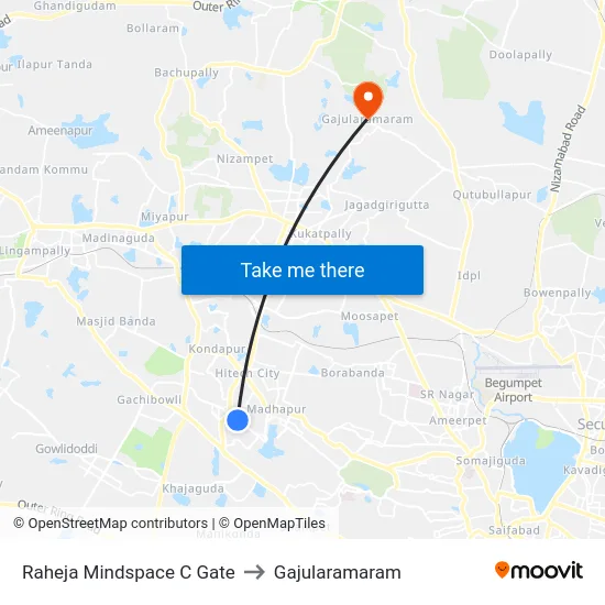 Raheja Mindspace C Gate to Gajularamaram map
