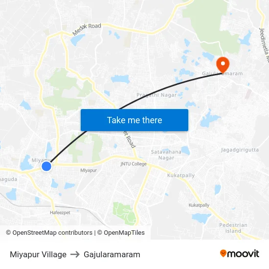 Miyapur Village to Gajularamaram map