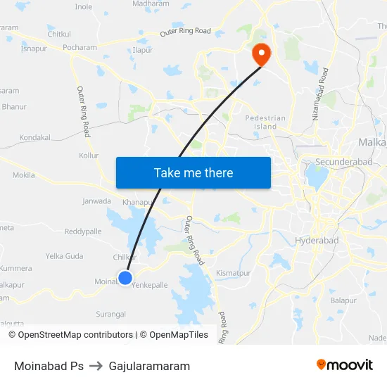 Moinabad Ps to Gajularamaram map