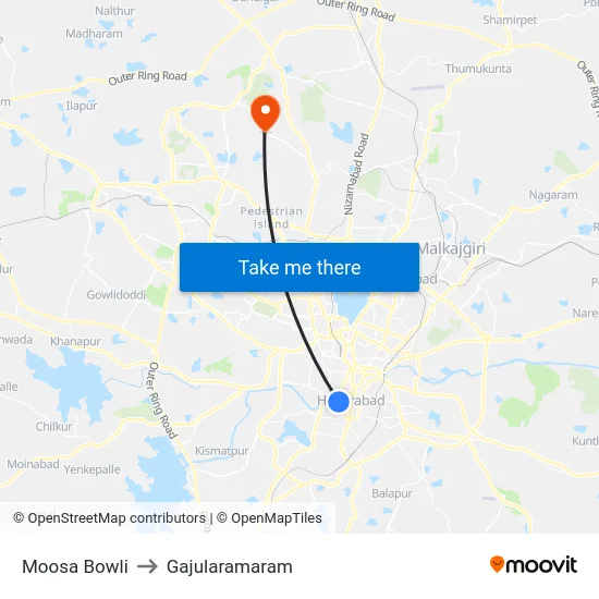 Moosa Bowli to Gajularamaram map