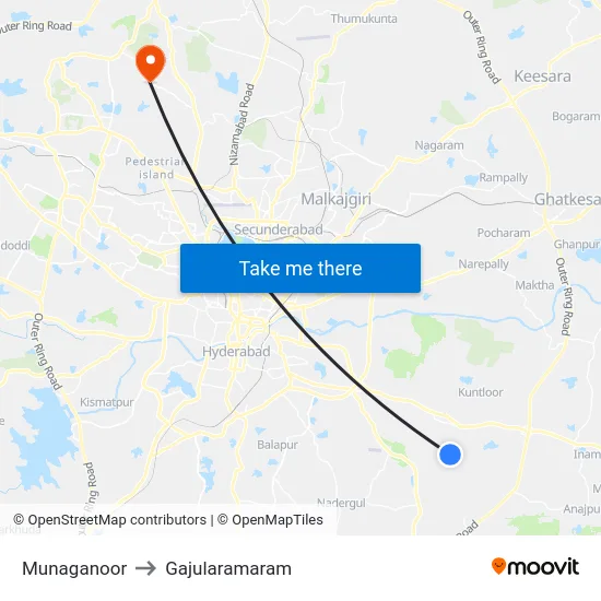 Munaganoor to Gajularamaram map