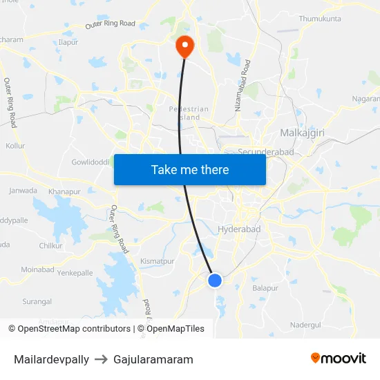 Mailardevpally to Gajularamaram map